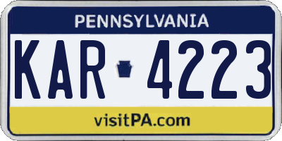 PA license plate KAR4223