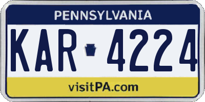 PA license plate KAR4224