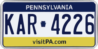 PA license plate KAR4226