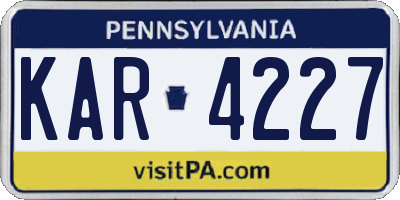 PA license plate KAR4227