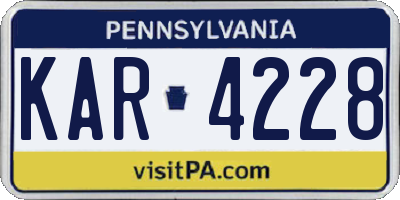 PA license plate KAR4228