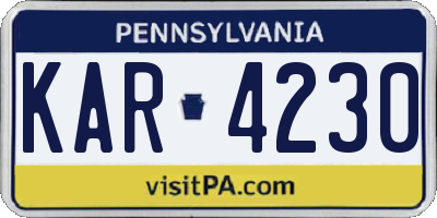 PA license plate KAR4230