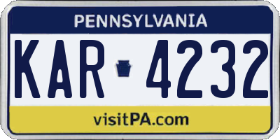 PA license plate KAR4232