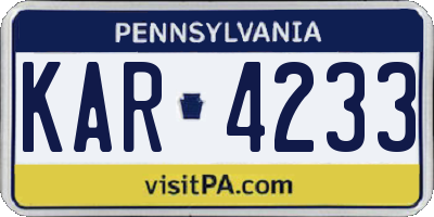 PA license plate KAR4233