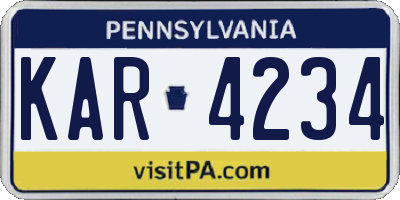 PA license plate KAR4234