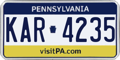 PA license plate KAR4235