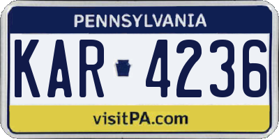 PA license plate KAR4236