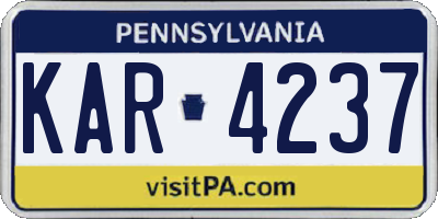 PA license plate KAR4237