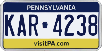 PA license plate KAR4238