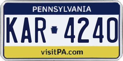 PA license plate KAR4240