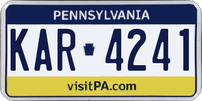PA license plate KAR4241