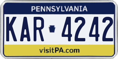 PA license plate KAR4242