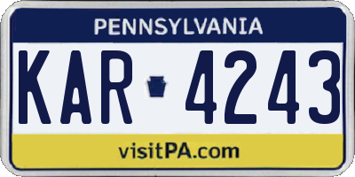 PA license plate KAR4243