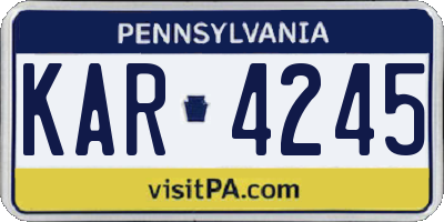 PA license plate KAR4245