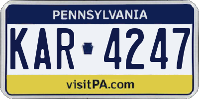 PA license plate KAR4247