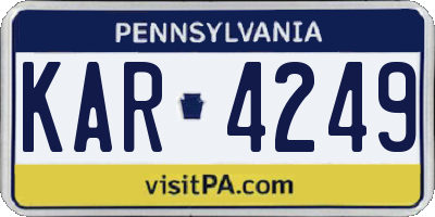 PA license plate KAR4249
