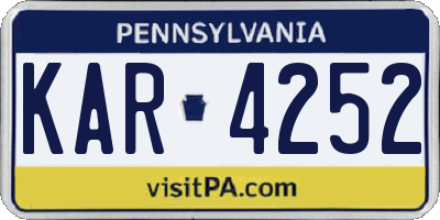 PA license plate KAR4252