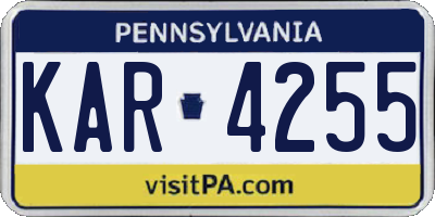 PA license plate KAR4255