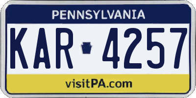 PA license plate KAR4257