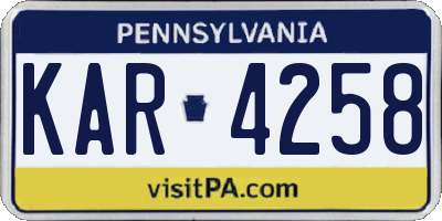 PA license plate KAR4258