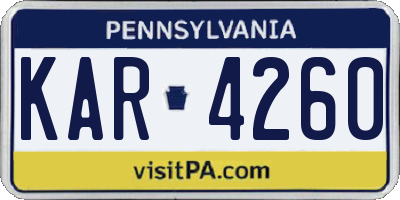PA license plate KAR4260