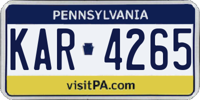 PA license plate KAR4265