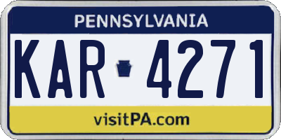 PA license plate KAR4271