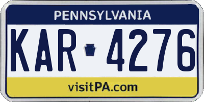 PA license plate KAR4276