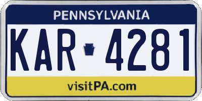PA license plate KAR4281