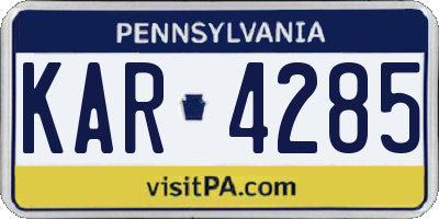 PA license plate KAR4285