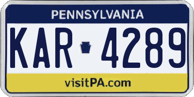 PA license plate KAR4289