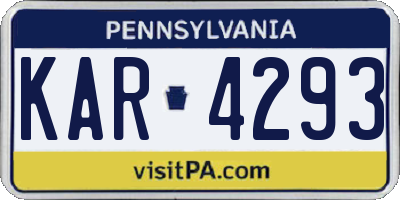 PA license plate KAR4293