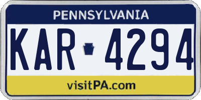 PA license plate KAR4294