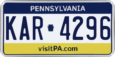 PA license plate KAR4296