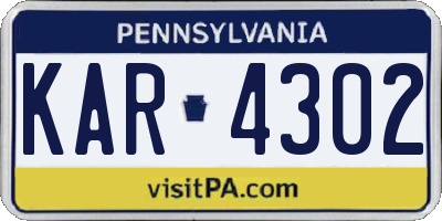 PA license plate KAR4302