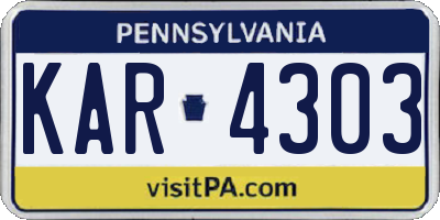 PA license plate KAR4303