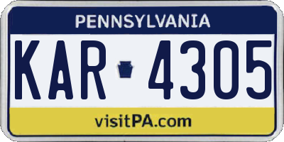 PA license plate KAR4305