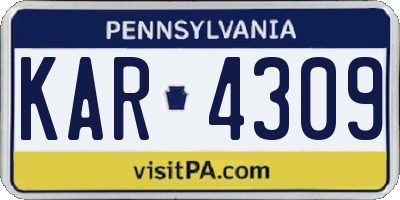 PA license plate KAR4309