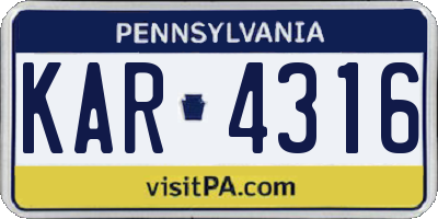 PA license plate KAR4316