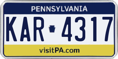 PA license plate KAR4317