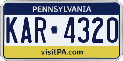 PA license plate KAR4320