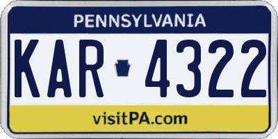 PA license plate KAR4322