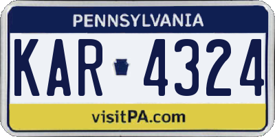 PA license plate KAR4324