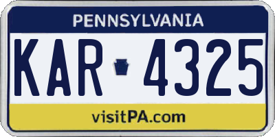 PA license plate KAR4325