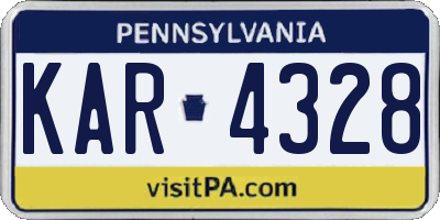 PA license plate KAR4328