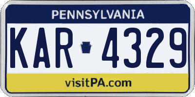 PA license plate KAR4329