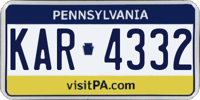 PA license plate KAR4332