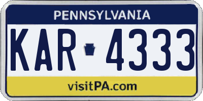 PA license plate KAR4333