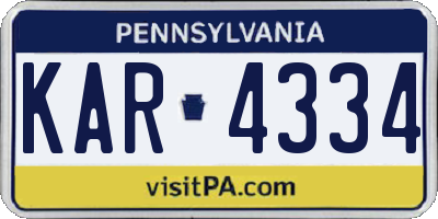 PA license plate KAR4334