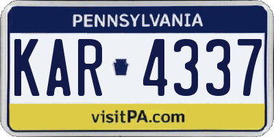 PA license plate KAR4337